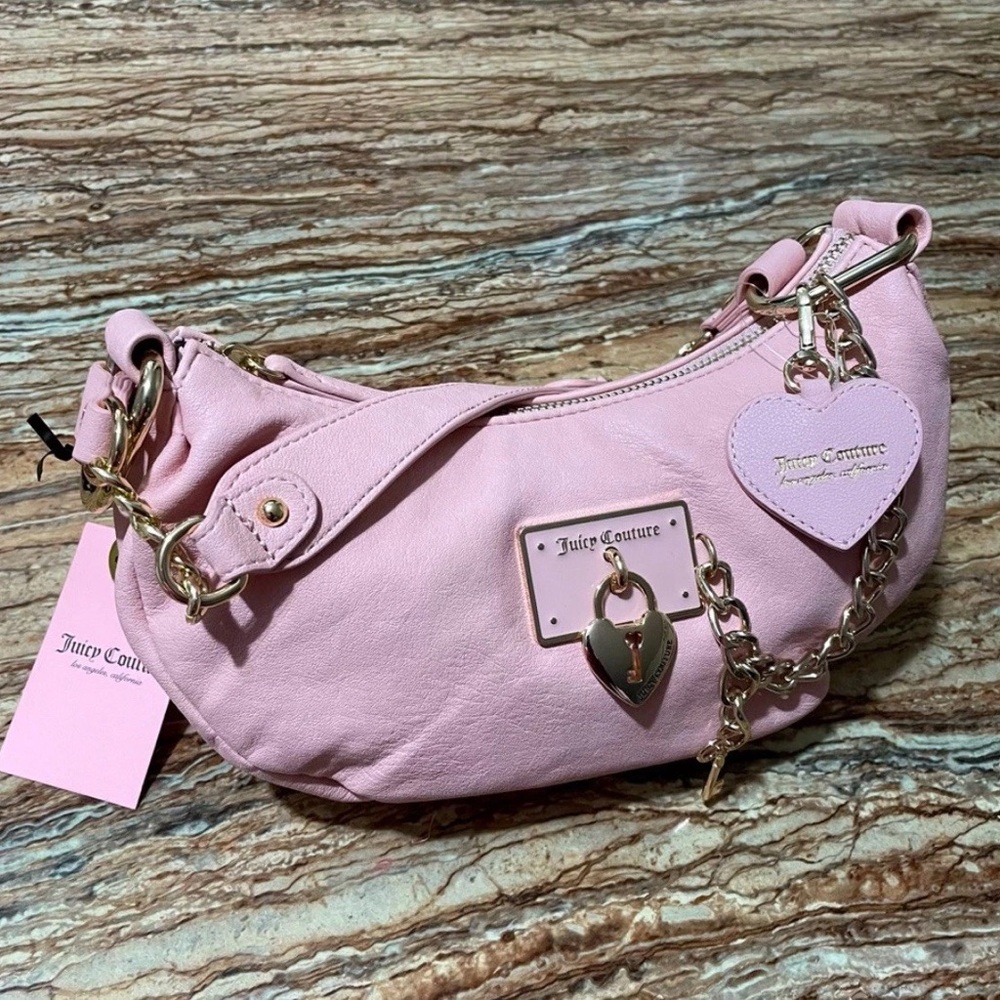 Juicy Couture Light Pink Hobo Bag with Heart Charm